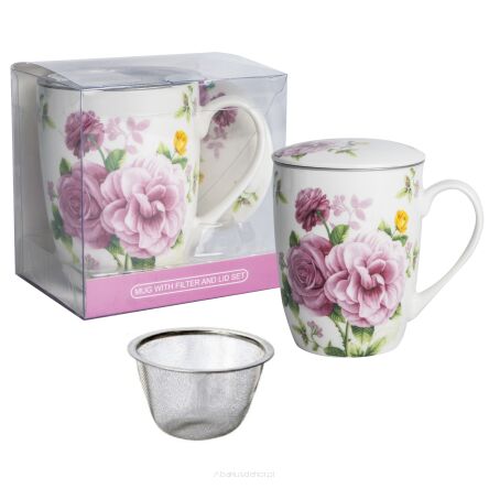 Kubek z porcelany 350 ml z zaparzaczem i pokrywką 19