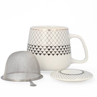 Kubek z porcelany 500 ml z zaparzaczem i pokrywką 06