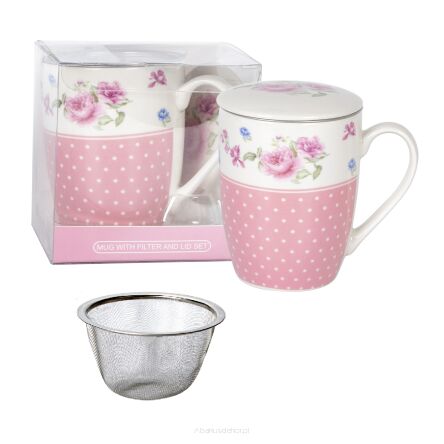 Kubek z porcelany 350 ml z zaparzaczem i pokrywką 99