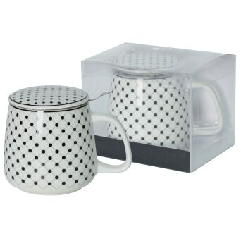 Kubek z porcelany 500 ml z zaparzaczem i pokrywką 95