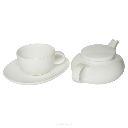 FILIŻANKA 300 ze spodkiem z dzbanuszkiem 500 ml porcelana kostna