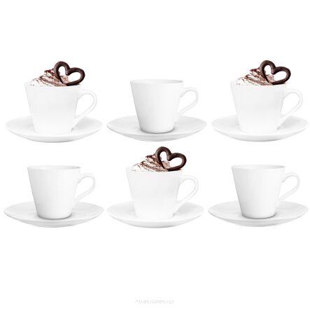Komplet 6 FILIŻANEK ze spodkami 250 ml skośne