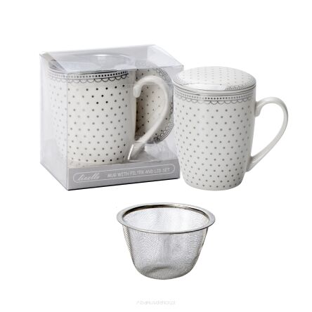 Kubek z porcelany 350 ml z zaparzaczem i pokrywką 54