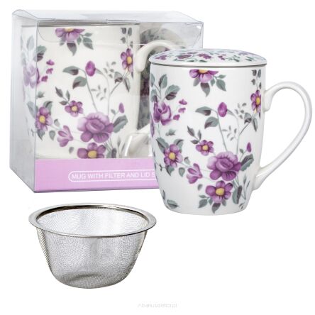 Kubek z porcelany 350 ml z zaparzaczem i pokrywką 13