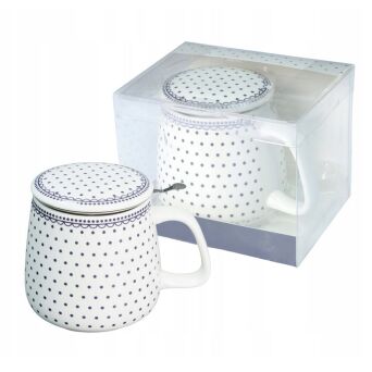 Kubek z porcelany 500 ml z zaparzaczem i pokrywką 105