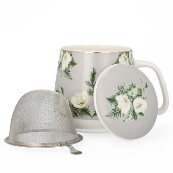 Kubek z porcelany 500 ml z zaparzaczem i pokrywką 01