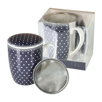 Kubek z porcelany 350 ml z zaparzaczem i pokrywką 102