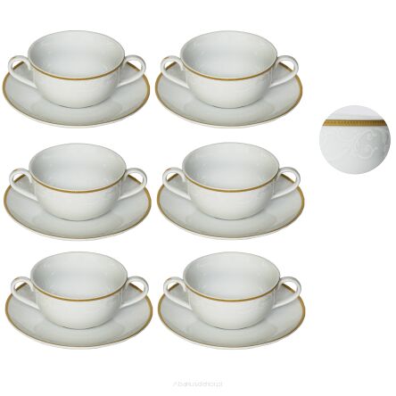 Bulionówka 400 ml ze spodkiem Diament Gold 6 sztuk