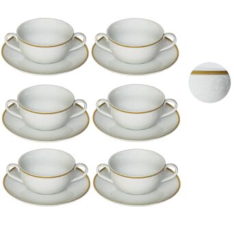 Bulionówka 400 ml ze spodkiem Diament Gold 6 sztuk