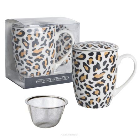 Kubek z porcelany 350 ml z zaparzaczem i pokrywką 107