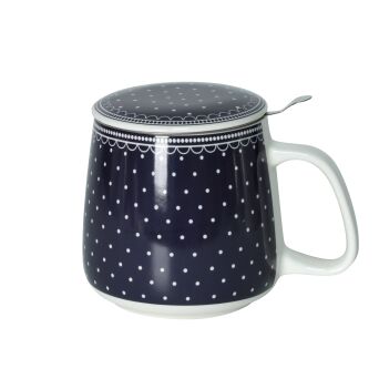 Kubek z porcelany 500 ml z zaparzaczem i pokrywką 102
