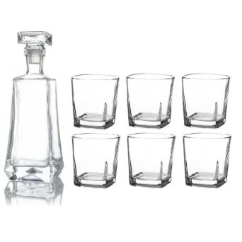 KARAFKA STOŻKOWA 0,75 L + 6 SZKLANEK KWADRAT
