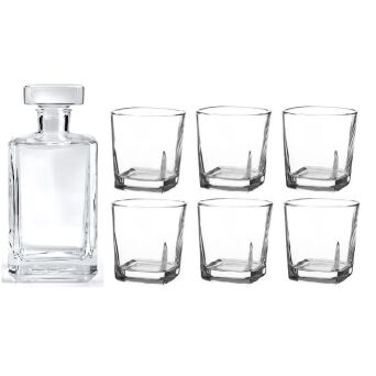 KARAFKA BURBON 0,7 L + 6 SZKLANEK KWADRAT