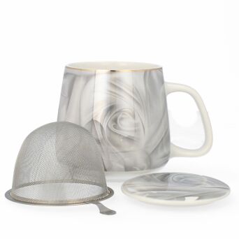 Kubek z porcelany 500 ml z zaparzaczem i pokrywką 09