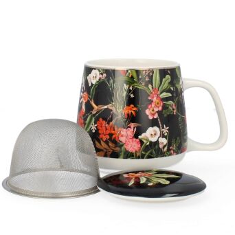 Kubek z porcelany 500 ml z zaparzaczem i pokrywką 03