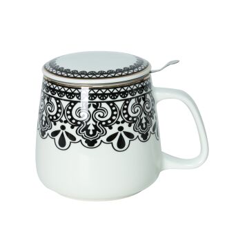 Kubek z porcelany 500 ml z zaparzaczem i pokrywką 41