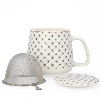 Kubek z porcelany 500 ml z zaparzaczem i pokrywką 05