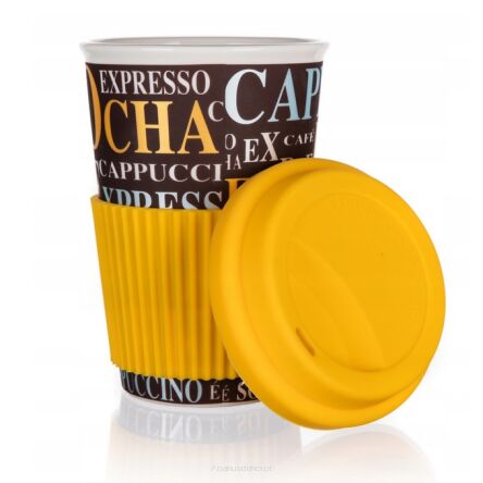 Kubek ceramiczny z silikonową pokrywką Coffee GO 400 ml