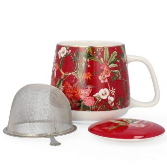 Kubek z porcelany 500 ml z zaparzaczem i pokrywką 04